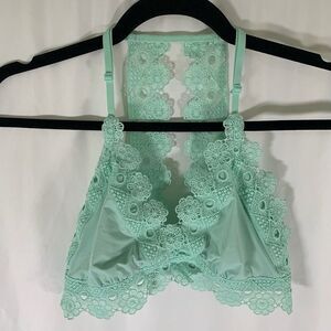 Aerie Bralette Women's Medium Green Lace Stretchy Pullover Wireless